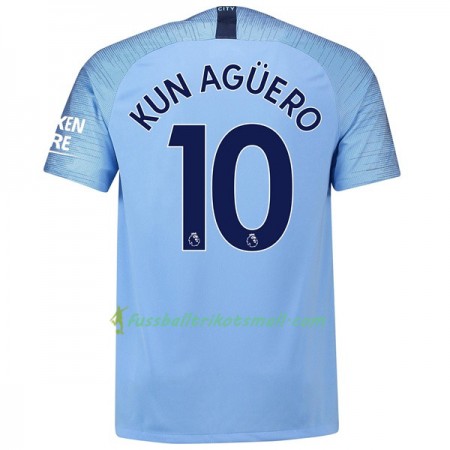 Günstige Fußballtrikots Manchester City Kun Aguero 10 2018-2019 Kurzarm Heimtrikotsatz kaufen